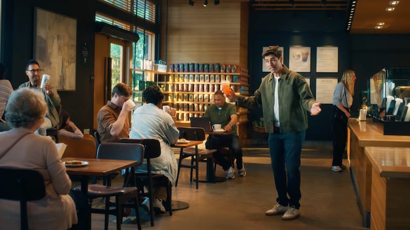 Adrian Grenier in a new Starbucks commercial