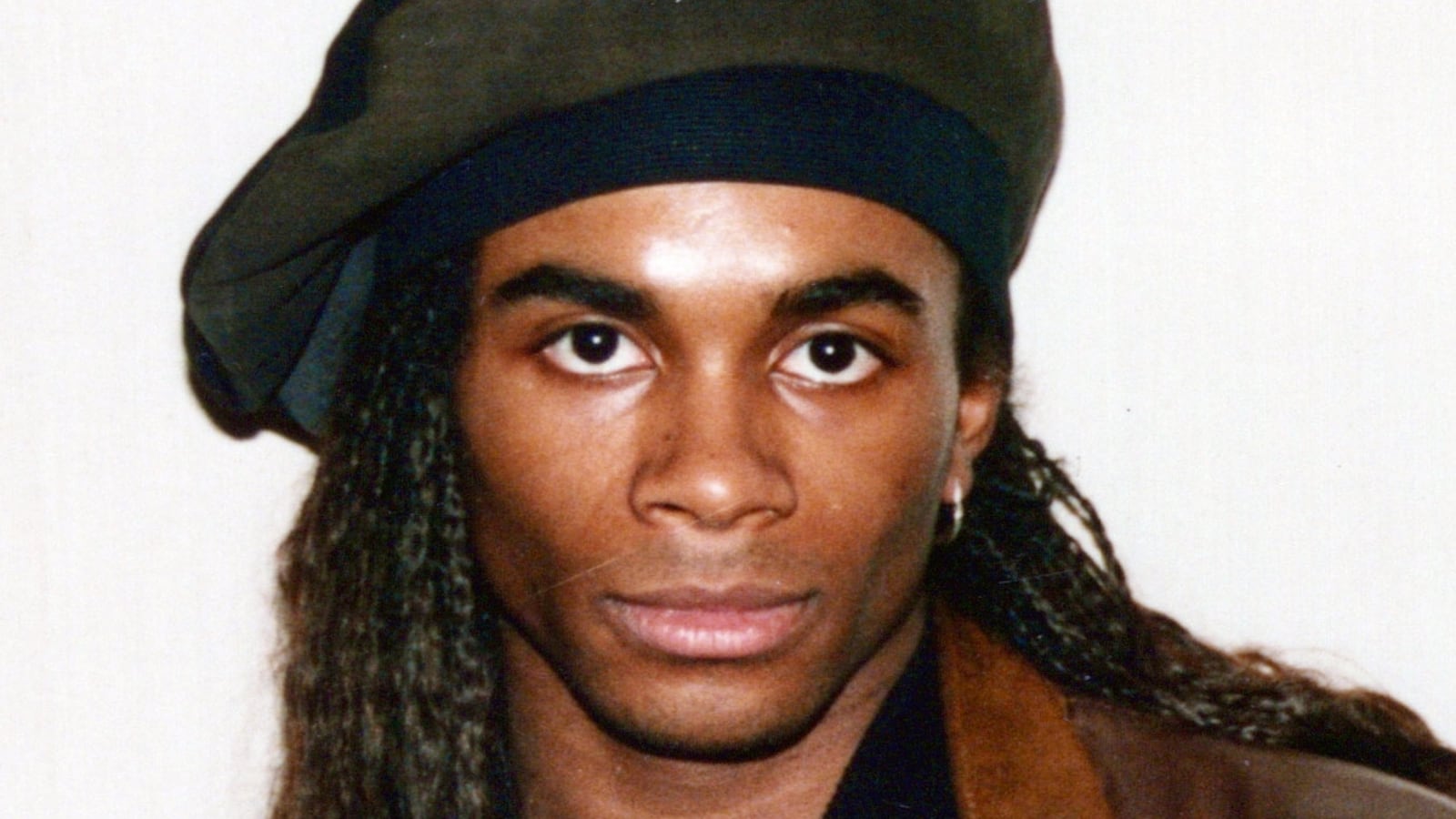 A photo of Milli Vanilli's Fab Morvan and Rob Pilatus against a white background