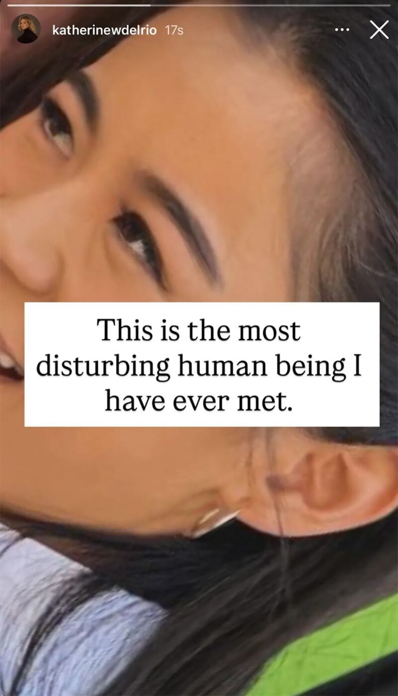 Katherine Del Rio, wife of David Del Rio, posted Instagram stories in reference to Leah Lewis, amid allegations her David Del Rio sexually assaulted Lewis.