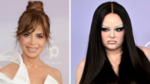 Paula Abdul and Meg Stalter on the American Music Awards red carpet.