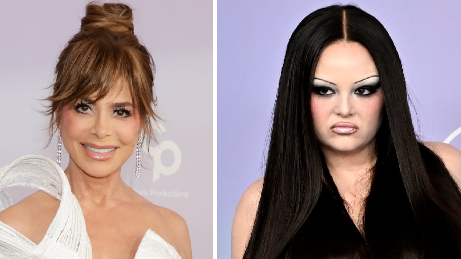 Paula Abdul and Meg Stalter on the American Music Awards red carpet.