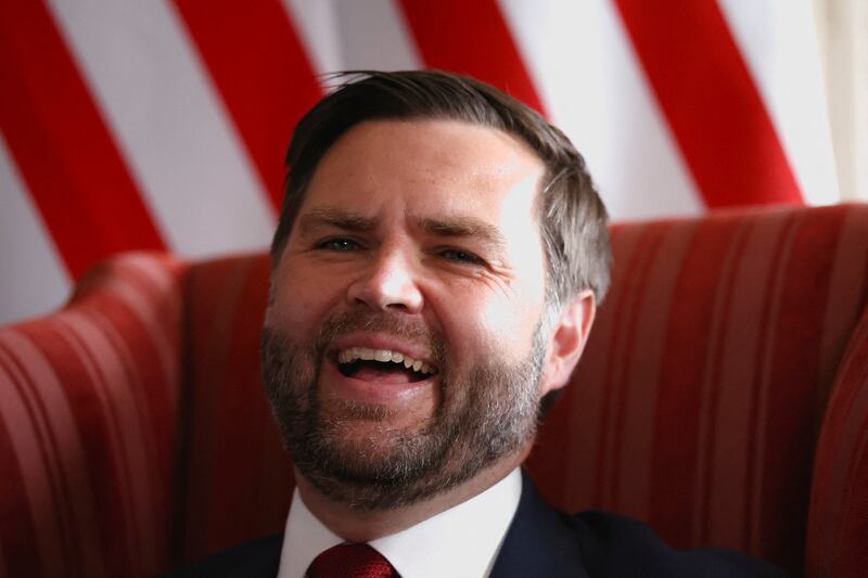 Vice President JD Vance speaks during a meeting with British Foreign Secretary David Lammy at Chevening House on August 8, 2025 in Sevenoaks, England.