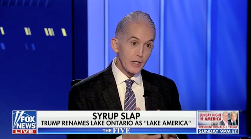 Gowdy explained his reservations about renaming Lake Ontario to Lake America, while Jesse Watters laughed.