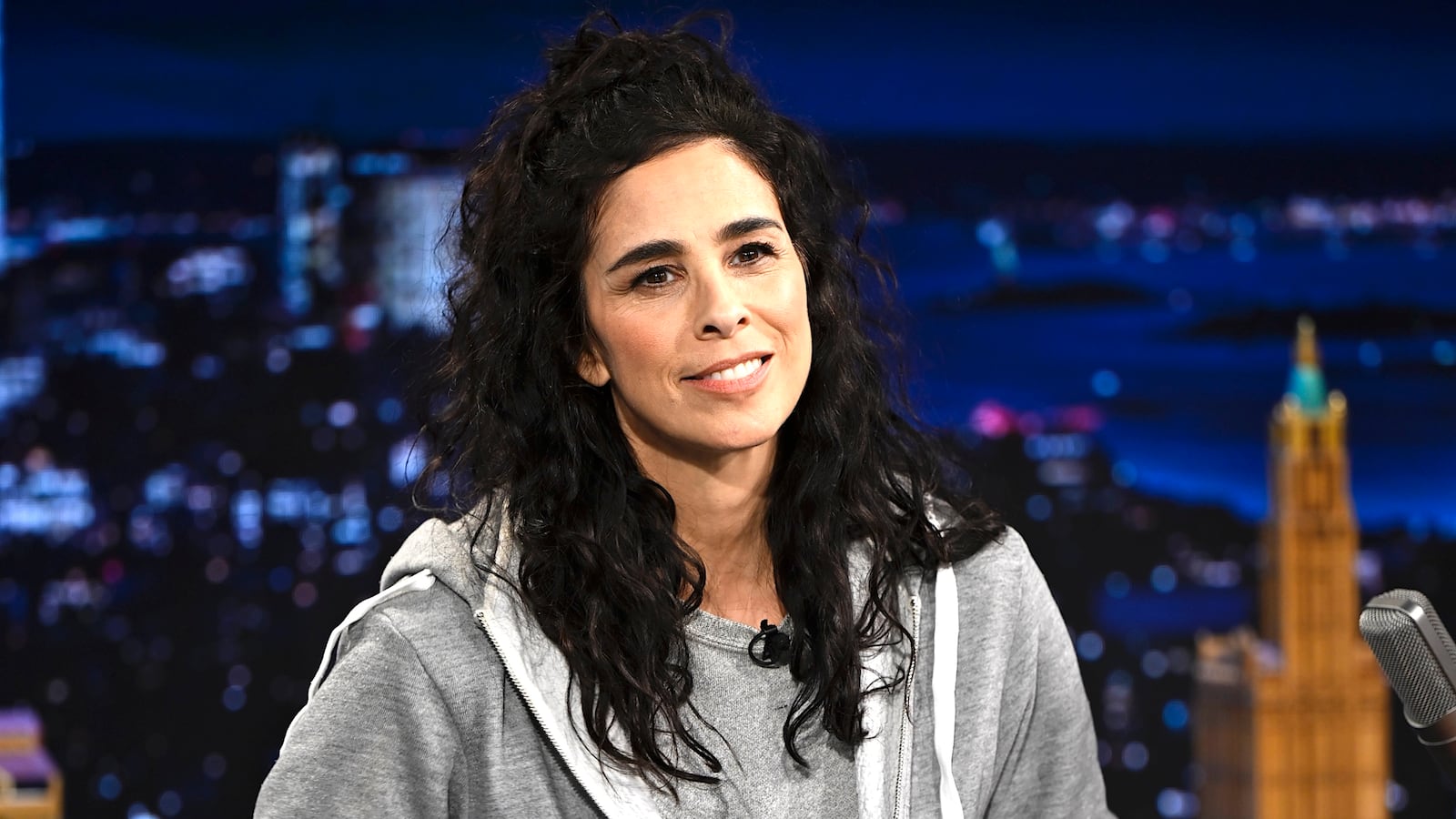 THE TONIGHT SHOW STARRING JIMMY FALLON -- Episode 2082 -- Pictured: Actress & comedian Sarah Silverman during an interview on Tuesday, January 21, 2025 -- (Photo by: Todd Owyoung/NBC via Getty Images)