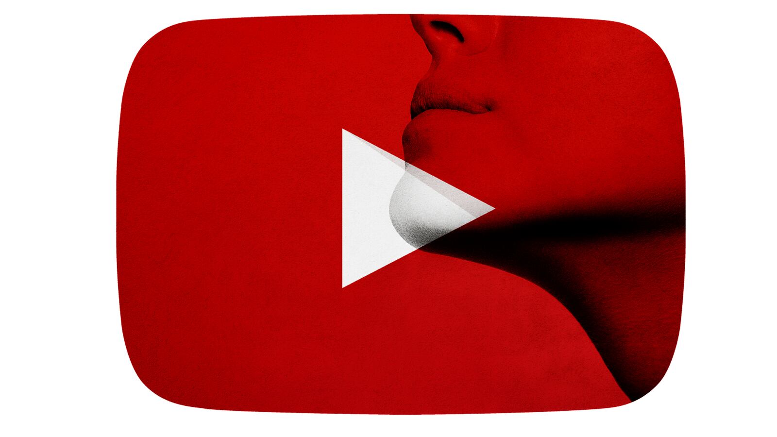 image of a youtube sign with a woman's profile behind it showing her jaw orthotropics mewing mew dr. mew incel looksmaxing right wing alt-right