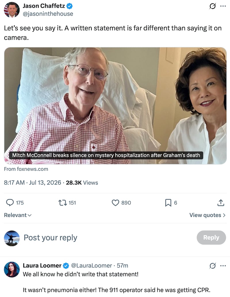 Republicans are calling out Mitch McConnell's post.