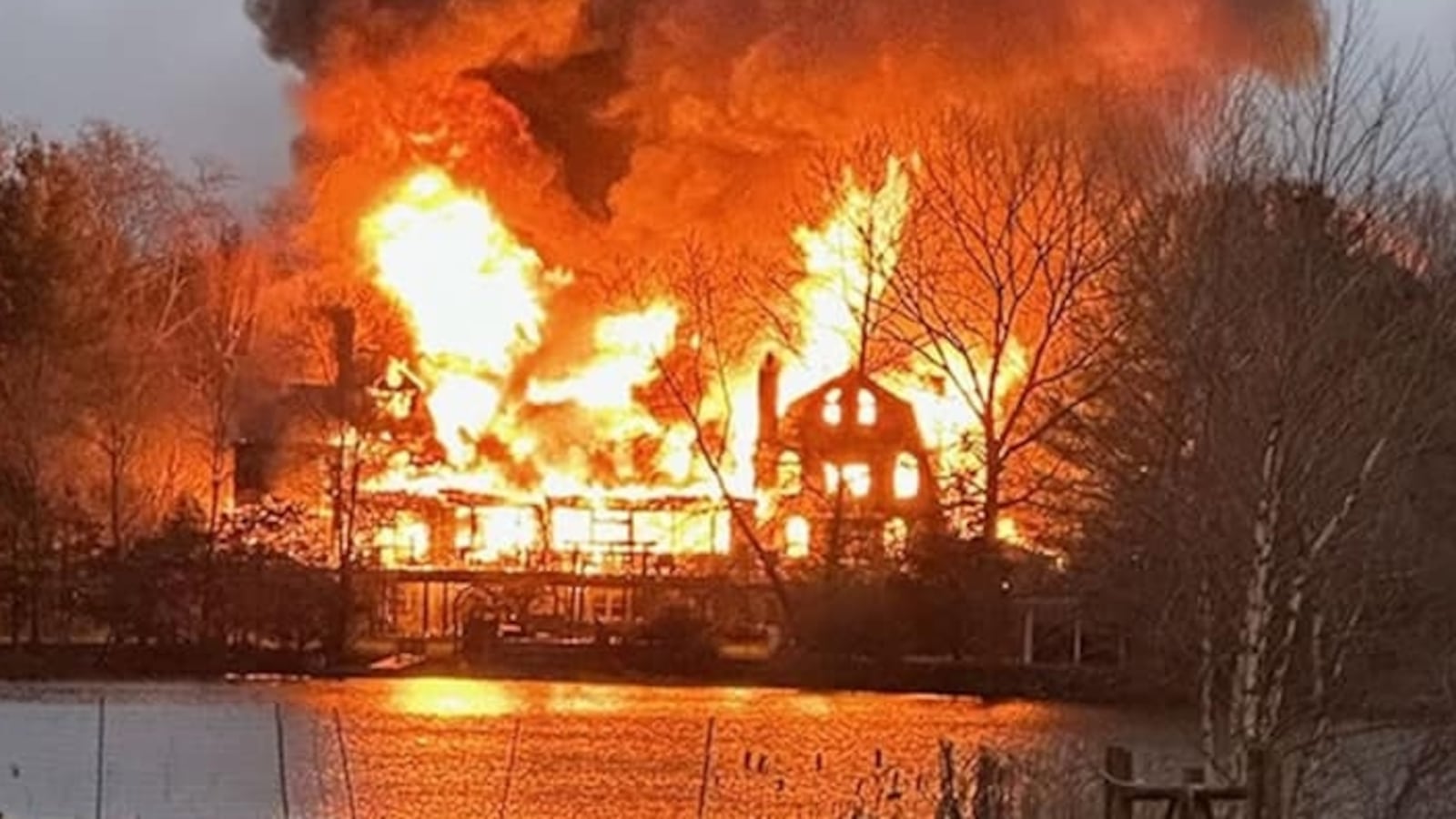 Firefighters fought the flames on Thanksgiving Day.