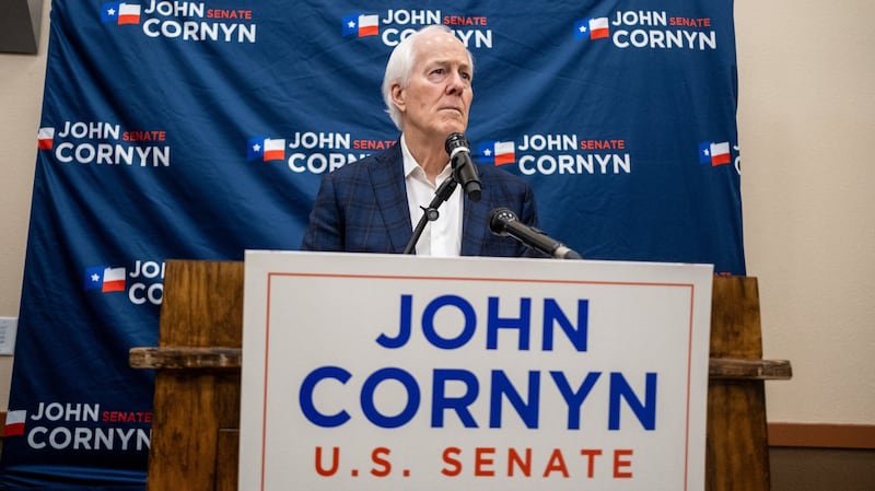 U.S. Senator John Cornyn (R-TX) speaks during a campaign for re-election in Schertz, Texas, U.S. March 2, 2026.  REUTERS/Joel Angel Juarez