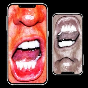 Illo illustration of Donald Trump yelling inside an iphone cellphone