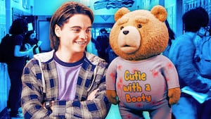 A photo illustration of Max Burkholder as John and Seth MacFarlane as voice of Ted.