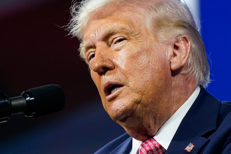 President Donald Trump delivers remarks at the Future Investment Initiative Institute's summit at the Faena Forum in Miami Beach, Florida.