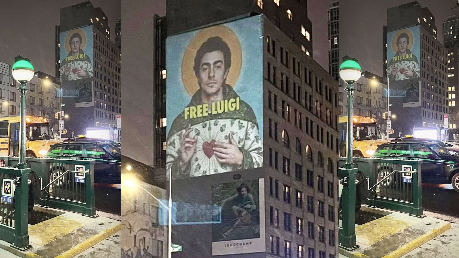 Luigi Mangione billboard Soho New York City