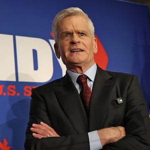 BATON ROUGE, LOUISIANA - MAY 16: Senator Bill Cassidy (R-LA), with his wife Dr. Laura Cassidy by his side, addresses his supporters as he concedes his primary election contest during an event at Boudreaux's Caterers on May 16, 2026 in Baton Rouge, Louisiana. The two-term incumbent, who voted in favor of President Trump's impeachment in 2021, was unable to fend off two primary challengers, Trump-endorsed Rep. Julia Letlow and state treasurer John Fleming who are headed for a run-off in late June. (Photo by Michael DeMocker/Getty Images)
