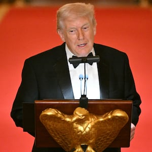 US President Donald Trump speaks during a dinner with state governors in the East Room of the White House in Washington, DC, on February 21, 2026. (Photo by Mandel NGAN / AFP via Getty Images)