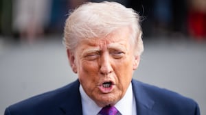 UNITED STATES - MARCH 11: President Donald Trump speaks with reporters on the South Lawn of the White House before boarding Marine One en route to Kentucky, on Wednesday March 11, 2026. (Tom Williams/CQ-Roll Call, Inc via Getty Images)