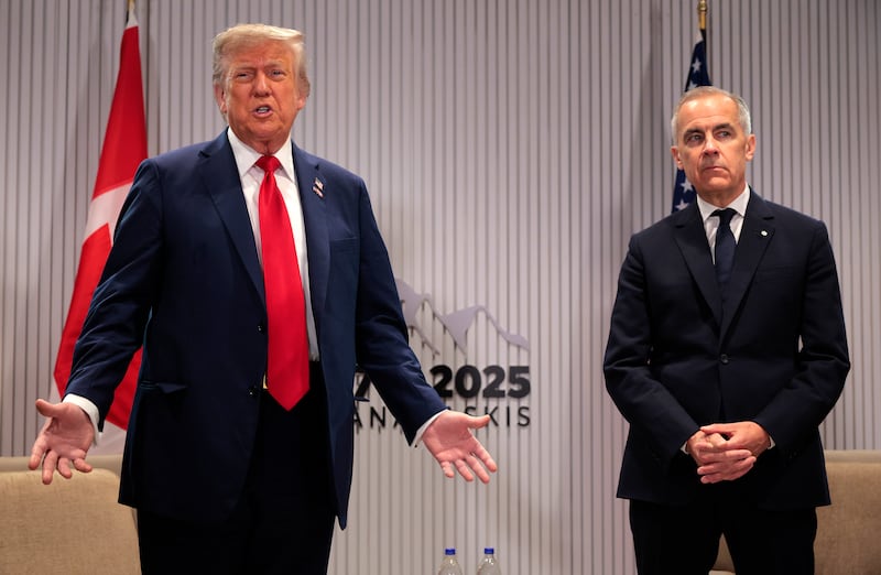 U.S. President Donald Trump and Canadian Prime Minister Mark Carney hold a bilateral meeting during the G7 Leaders' Summit