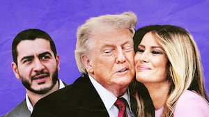 Abdul El-Sayed looking at Donald and Melania Trump