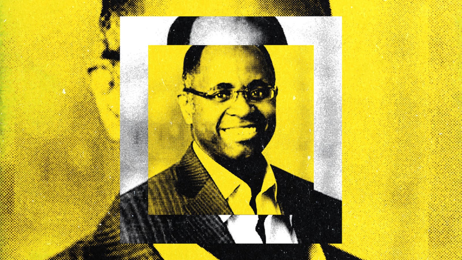 An illustration including a photo of former CIA officer Shaun Wiggins