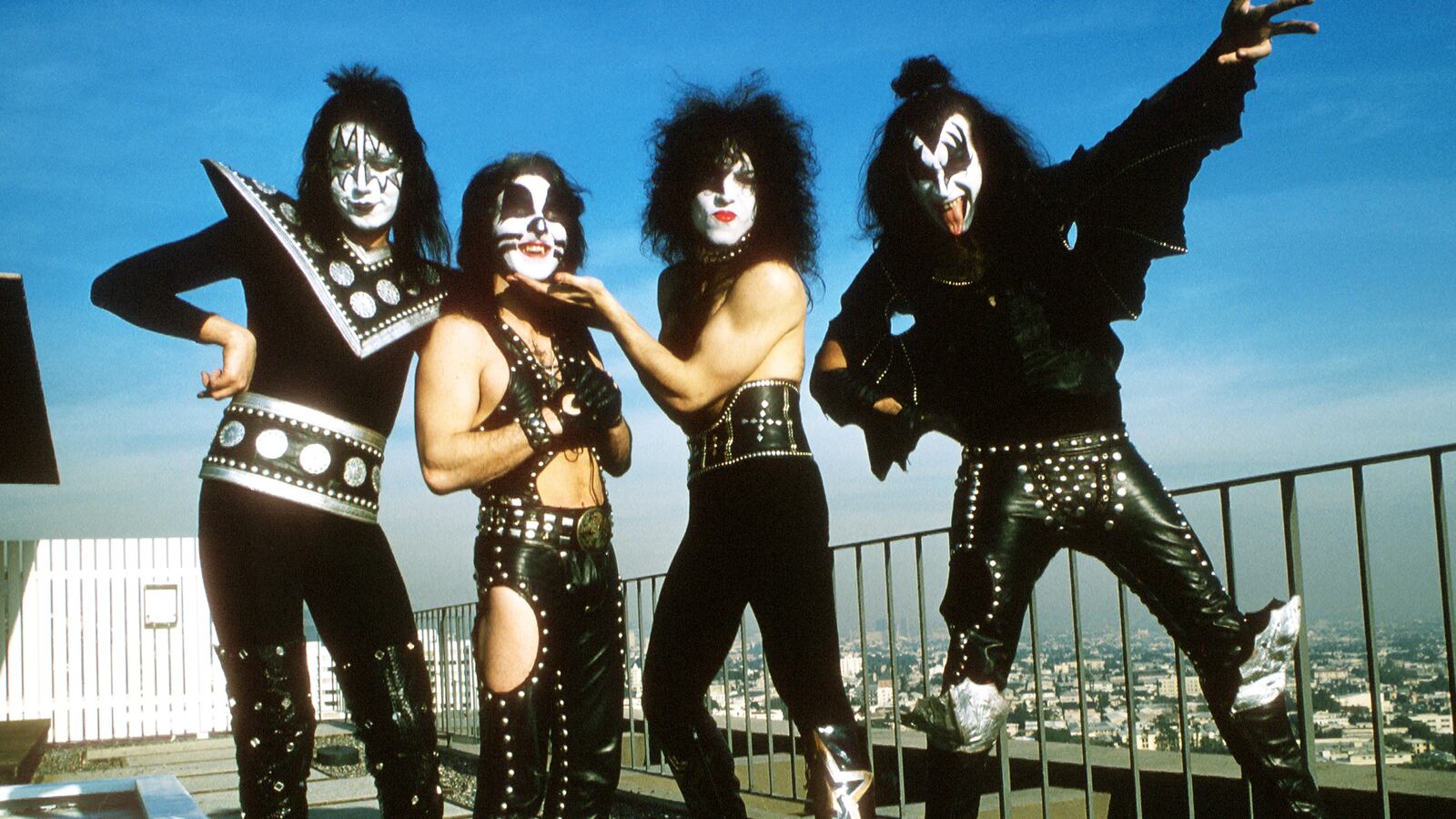 LOS ANGELES - JANUARY 1975: Ace Frehley, Paul Stanley, Peter Criss, and Gene Simmons of the rock and roll band Kiss pose for a portrait session in January 1975 in Los Angeles, California. (Photo by Michael Ochs Archives/Getty Images)
