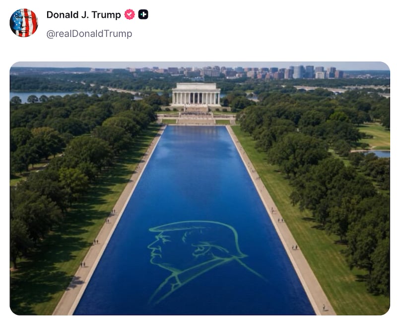 Trump's Reflecting Pool is given an AI makeover.