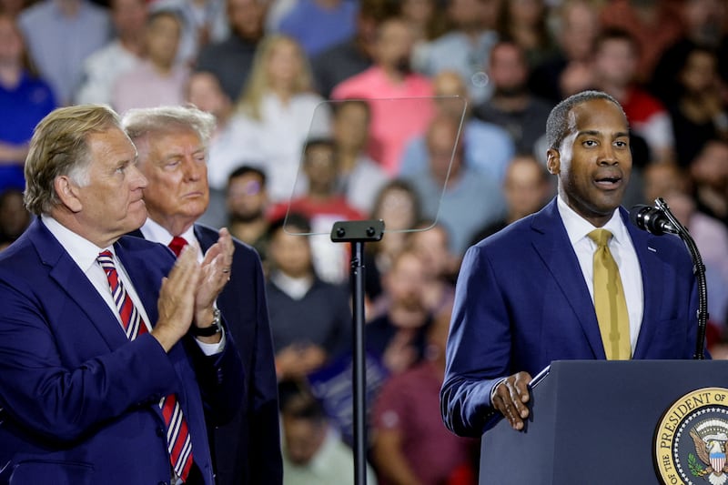 Michigan gubernatorial candidate John James delivers remarks during an event at the General Motors Milford Proving Ground in Milford, Michigan, U.S., July 27, 2026. REUTERS/Evan Vucci