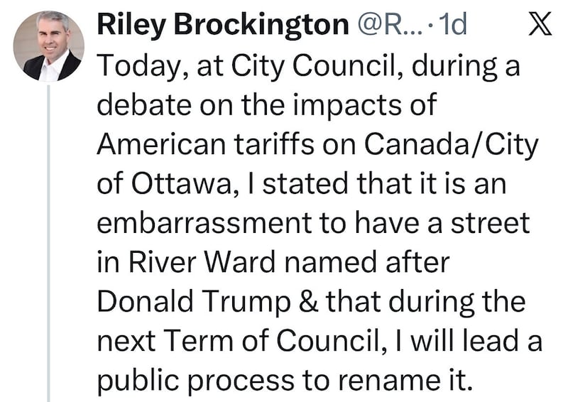 Local councillor Riley Brockington declared it was “an embarrassment” to have a street honoring the president and would seek to have the avenue renamed.