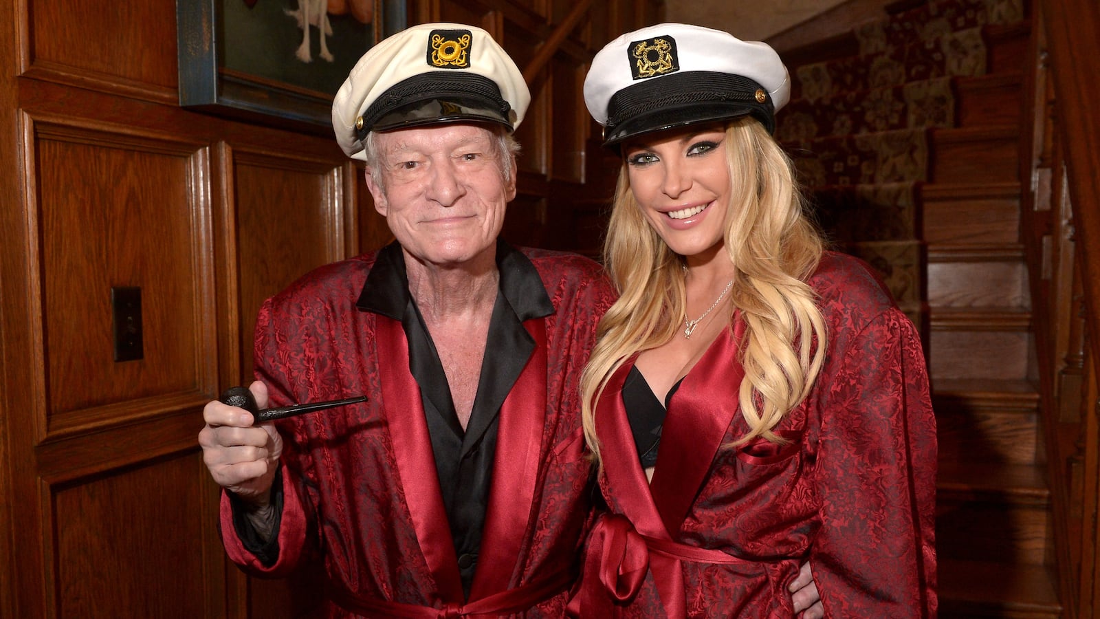 Hugh Hefner and Crystal Hefner attend Playboy Mansion's Annual Halloween Bash at The Playboy Mansion on October 25, 2014.