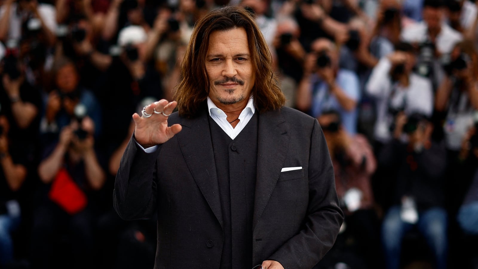 Johnny Depp poses at the the 76th Cannes Film Festival in 2023.