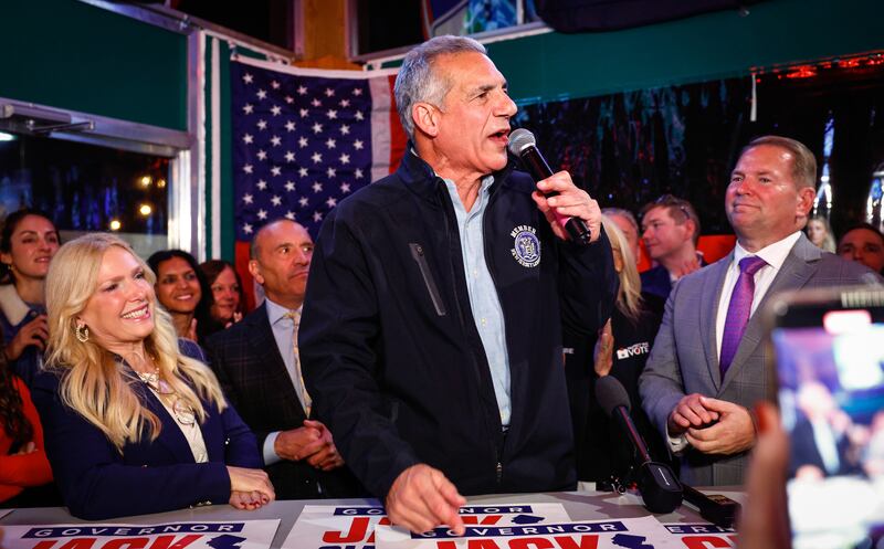 Republican New Jersey gubernatorial nominee Jack Ciattarelli speaks during a campaign event on November 3, 2025 in Neptune City, New Jersey.