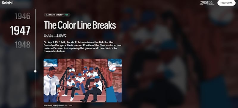 The Kalshi ad featuring Jackie Robinson.