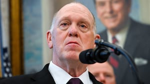 White House Border Czar Tom Homan speaks in the Oval Office at the White House on Monday December 15, 2025 in Washington, DC.