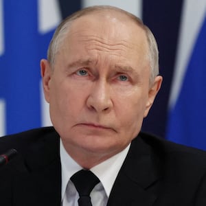 Russian President Vladimir Putin attends a meeting with commanders at the Main Admiralty on Navy Day in Saint Petersburg, Russia, July 26, 2026. Sputnik/Vyacheslav Prokofyev/Pool via REUTERS ATTENTION EDITORS - THIS IMAGE WAS PROVIDED BY A THIRD PARTY.
