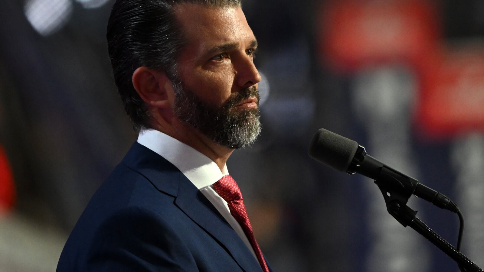 Donald Trump Jr., son of former U.S. President Donald Trump speaks on stage on the third day of the Republican National Convention at the Fiserv Forum on July 17, 2024 in Milwaukee, Wisconsin.