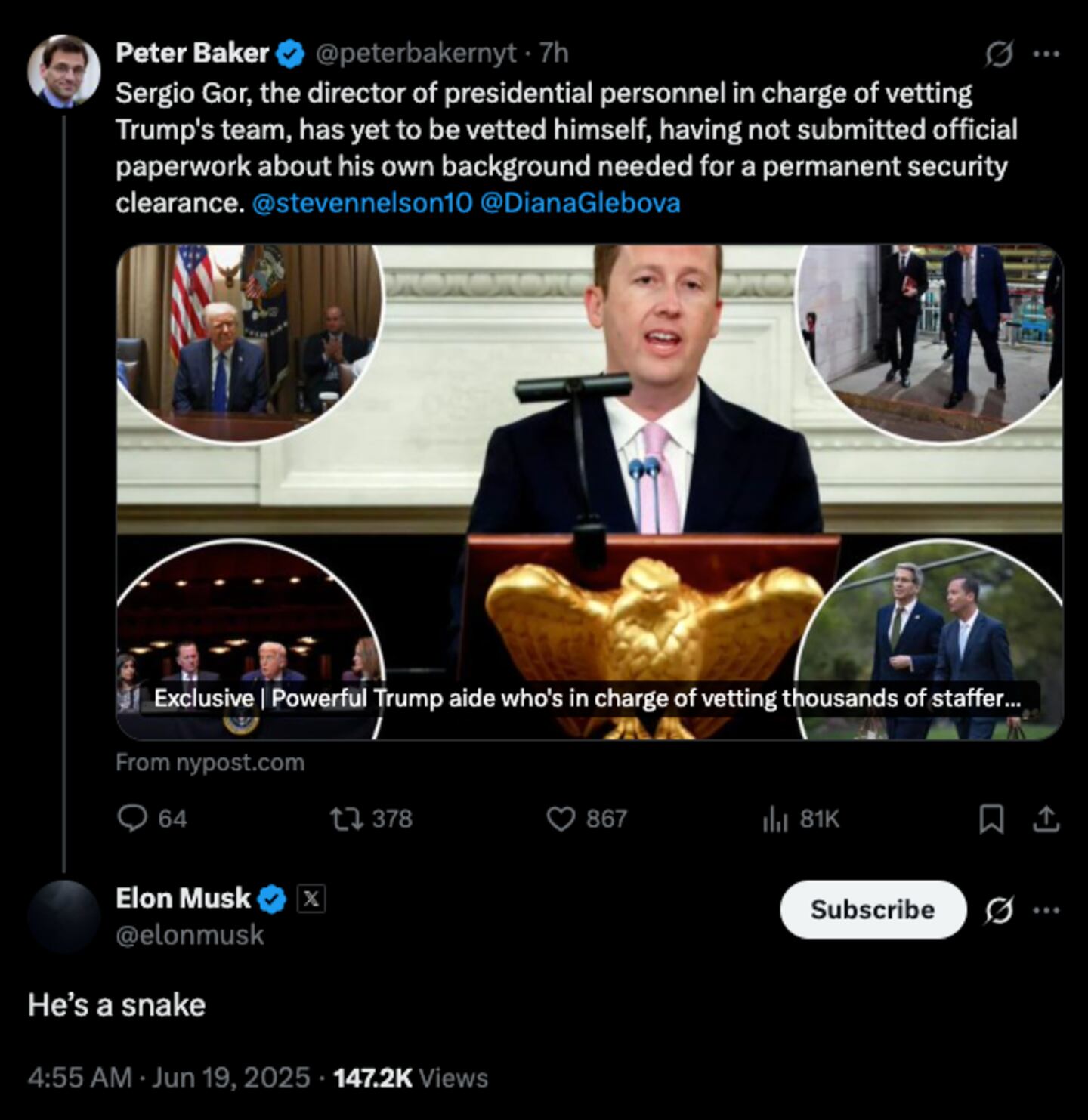 Elon Musk Savages ‘Snake’ Trump Aide Sergio Gor as Their White House ...