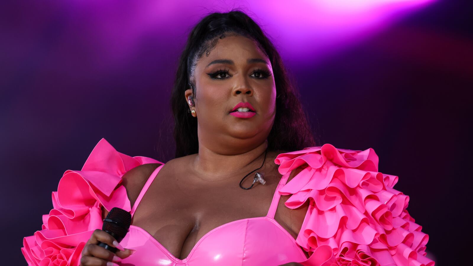 A picture of Lizzo, who was set to headline The Made In America Festival in September until the event was abruptly canceled. It would’ve have been Lizzo’s first concert since three of her former dancers sued her over claims of a hostile work environment.