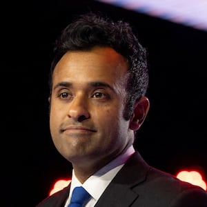 Vivek Ramaswamy looks on during AmericaFest, the first Turning Point USA summit since the death of Charlie Kirk, in Phoenix, Arizona, U.S. December 19, 2025.