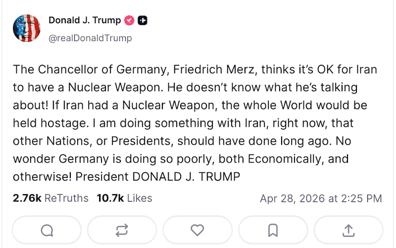 Trump hit back at Merz after he said the president's Iran war strategy was humiliating the U.S.