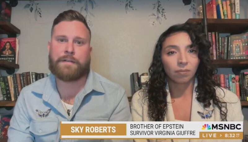 Sky Roberts (L) with wife Amanda