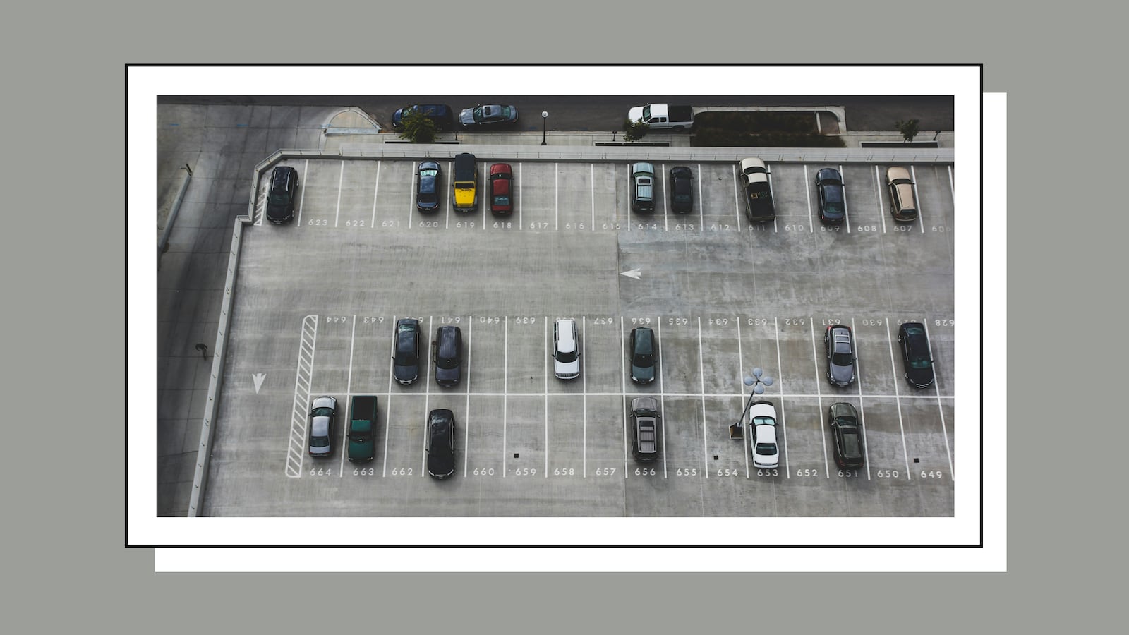 Cars in a parking lot.