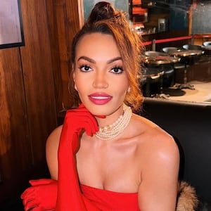 Miss USA 2026 Justus Kelley poses at a restaurant in Paris on March 6, 2026, during Fall/Winter Fashion Week.