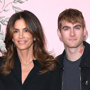 Rande Gerber, Cindy Crawford and Presley Gerber arrives at the World Premiere Of Apple TV+'s "Palm Royale"  at Samuel Goldwyn Theater on March 14, 2024 in Beverly Hills, California.