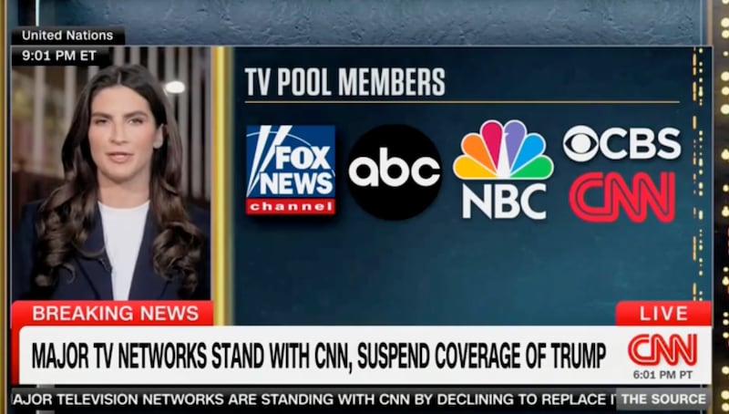 Kaitlan Collins discusses media solidarity over Trump's press ban on CNN.