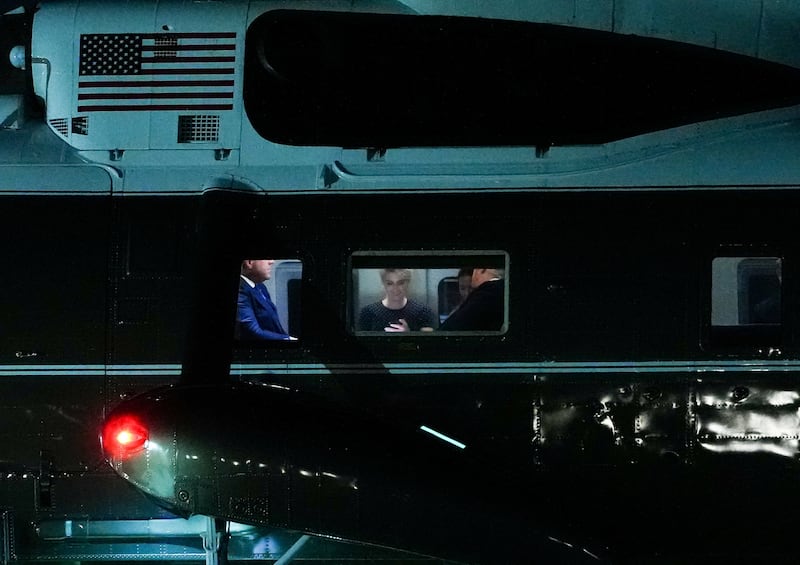 U.S. President Donald Trump's executive assistant Natalie Harp aboard Marine One, as Trump returns following a visit to North Carolina, at the Ellipse near the White House in Washington, D.C., U.S., September 16, 2026.