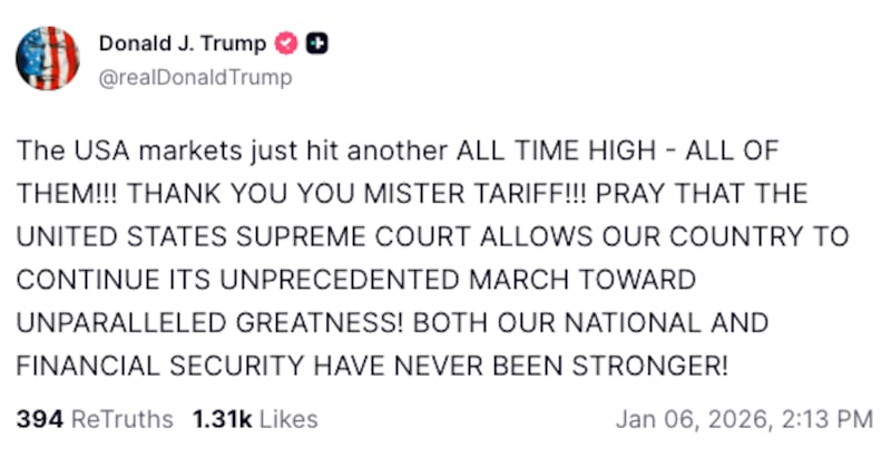 Trump's Truth Social post