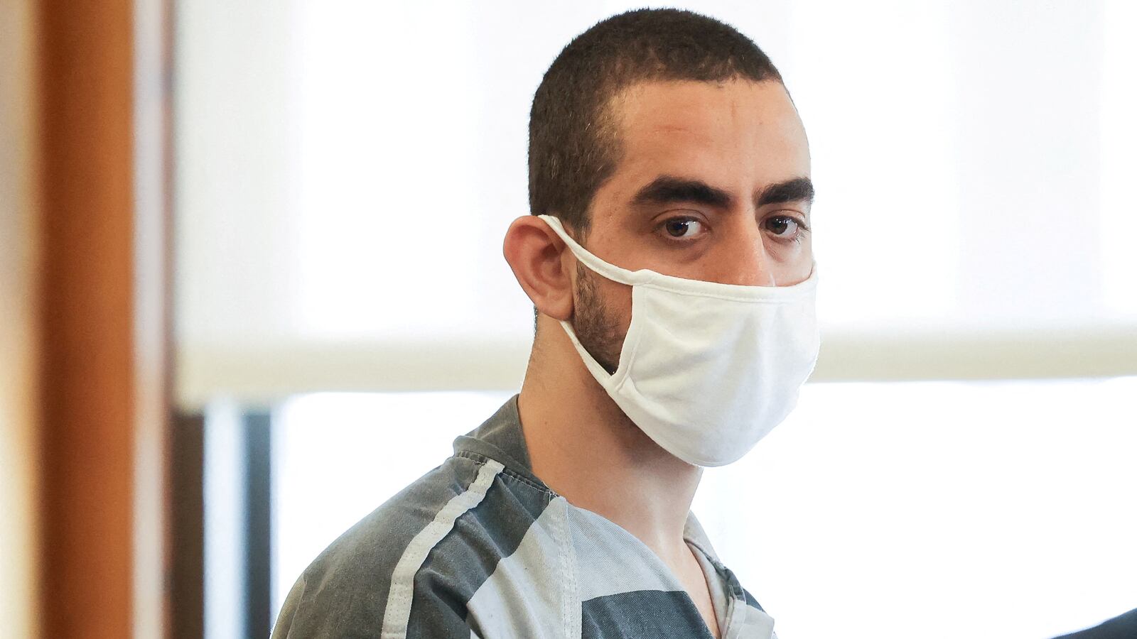 Hadi Matar appears in court on charges of attempted murder and assault on author Salman Rushdie, in Mayville, New York, U.S., August 18, 2022.