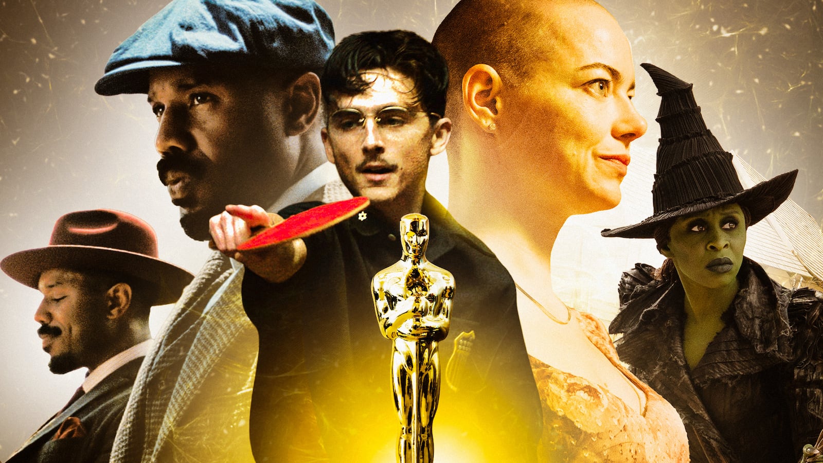 An Academy Award surrounded by possible Oscar contenders.