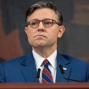 Speaker of the House Mike Johnson (R-LA) speaks at a press conference with members of the Republican Study Committee as well as other members of House Republican leadership, on the 28th day of the government shutdown in Washington, DC on October 28, 2025.