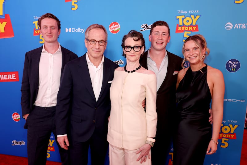 Miles Burke, Richard Burke, Joan Cusack, Dylan John Burke, and guest attend the Toy Story 5 Los Angeles World Premiere at the Dolby Theatre in Los Angeles, California, on June 09, 2026. (Photo by Jesse Grant/Getty Images for Disney)