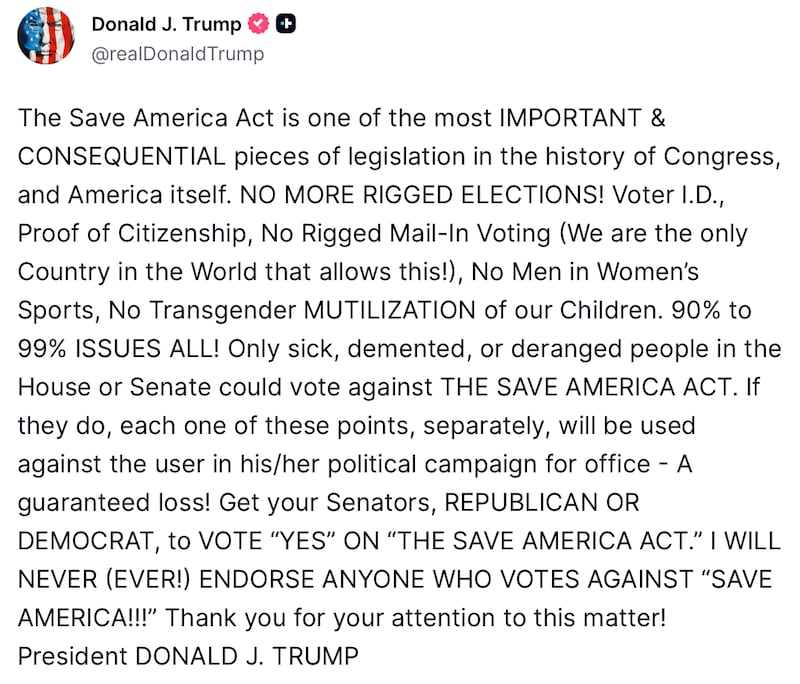 The previous time Trump used the word "MUTILIZATION" on Truth Social.