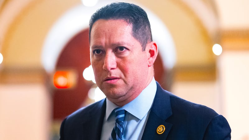 Rep. Tony Gonzales, R-Texas, is seen in the U.S. Capitol before the House voted to keep the government funded into March, on Thursday, January 18, 2024.